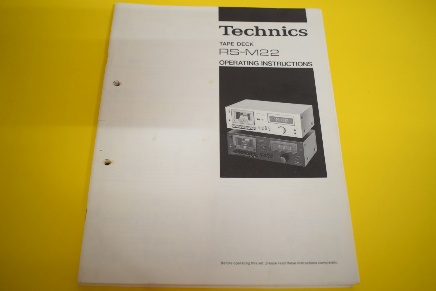 Technics RS-M22 cassettedeck Owner’s Manual  			